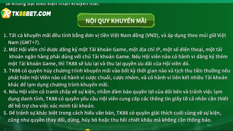 Nội quy khuyến mãi