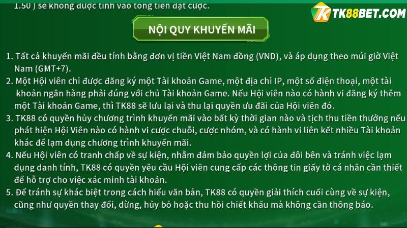 Nội quy khuyến mãi